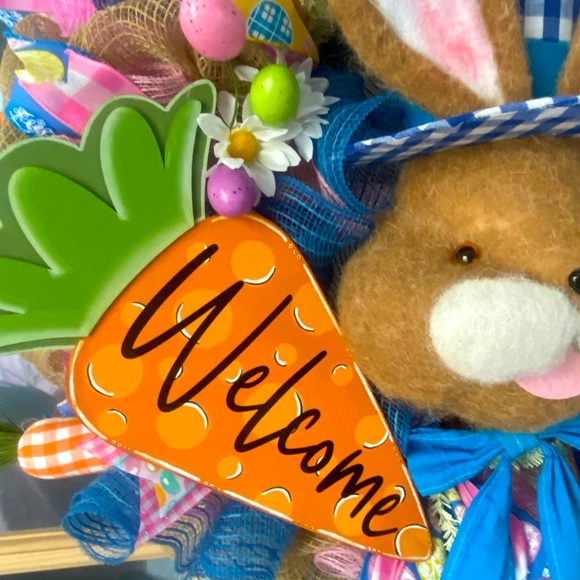 Easter Wreath,Spring decor,Easter decor,Farmhouse,Bunny Wreath,Free 4 ribbon bow - Picture 6 of 11